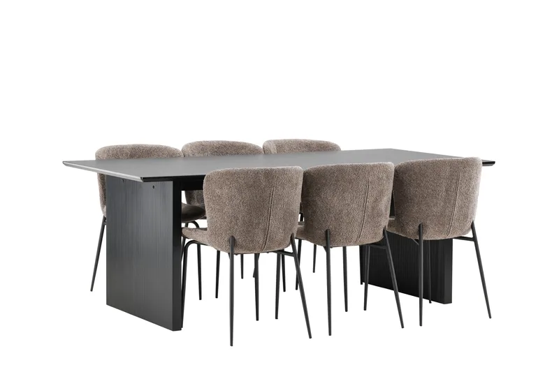 Vail Matgrupp 200 cm Rektangulär med 6 Modesto stolar - Svart - Products - Möbler - Bord & matgrupp - Matgrupp