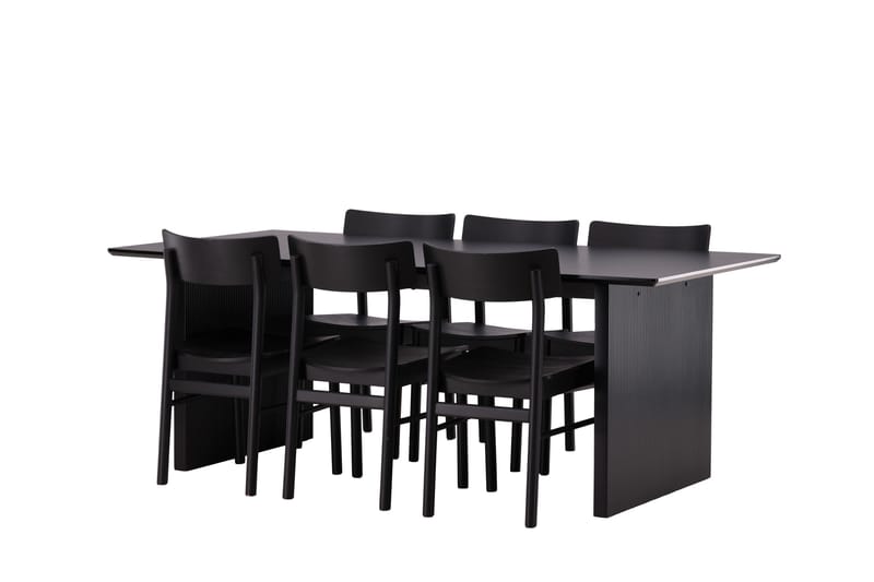 Vail Matgrupp 200 cm Rektangulär med 6 Montros stolar - Svart - Products - Möbler - Bord & matgrupp - Matgrupp