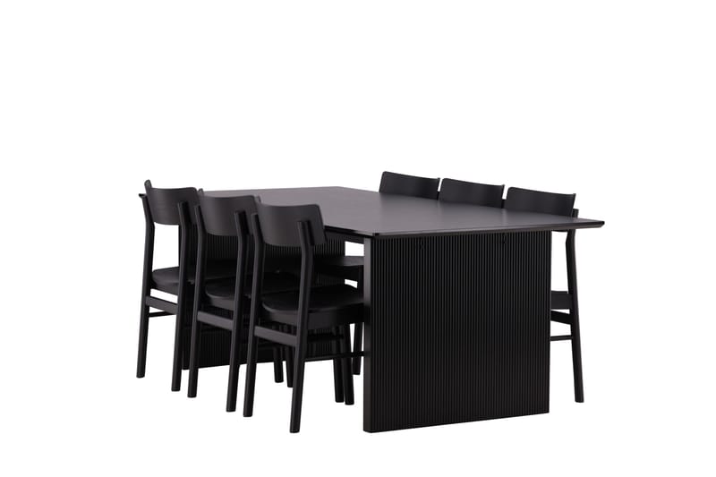 Vail Matgrupp 200 cm Rektangulär med 6 Montros stolar - Svart - Products - Möbler - Bord & matgrupp - Matgrupp
