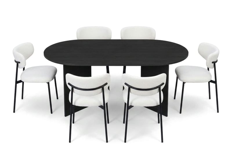 Vera Matgrupp rektangulärt 180 cm Svart med 6 Lucy Matstolar - Svart - Products - Möbler - Bord & matgrupp - Matgrupp