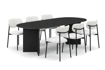Vera Matgrupp rektangulärt 220 cm Svart med 6 Lucy Matstolar - Svart - Products - Möbler - Bord & matgrupp - Matgrupp