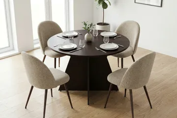 Vera Matgrupp runt 110 cm Rökt Ek med 4 Nibe Plus Matstolar - Rökt ek - Products - Möbler - Bord & matgrupp - Matgrupp