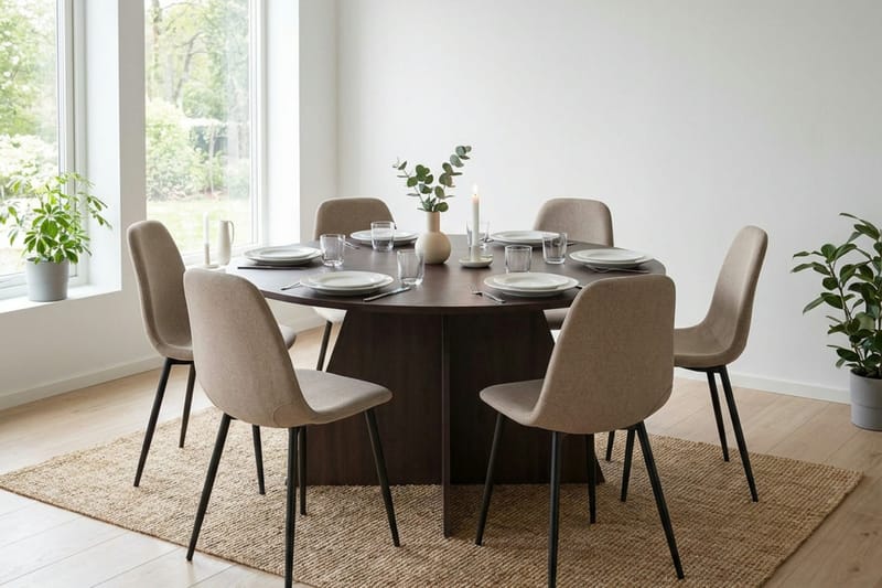 Vera Matgrupp runt 150 cm Rökt Ek med 6 Nibe Matstolar - Rökt ek - Products - Möbler - Bord & matgrupp - Matgrupp