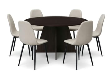 Beige/Svarta metallben - Mörkbrun
