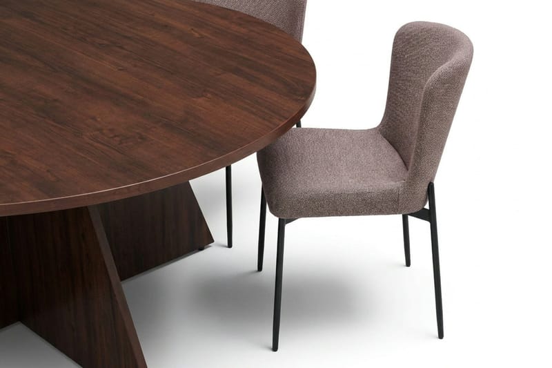 Vera Matgrupp runt 150 cm Valnöt med 6 Elsie Matstolar - Valnöt/Grå - Products - Möbler - Bord & matgrupp - Matgrupp