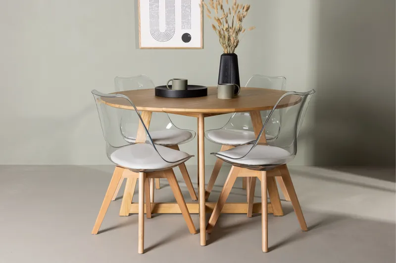 Yakidon Matgrupp 120 cm Rund med 4 Edvin stolar - Brun - Products - Möbler - Bord & matgrupp - Matgrupp