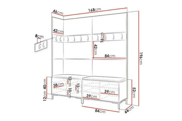 Dunvegan Hallmöbelset 168x46 cm - Mörkbrun - Products - Möbler - Hallmöbler - Möbelset för hall & entre