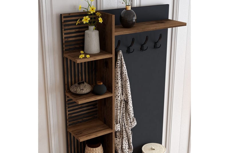 Schmida Hallmöbelset 90 cm - Mörkbrun/Antracit - Products - Möbler - Hallmöbler - Möbelset för hall & entre