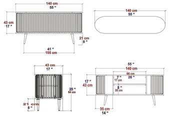 Andifli Tv-bänk 140x64 cm - Brun - Products - Möbler - TV- & Mediamöbler - TV bänk & mediabänk