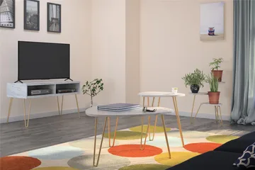 Athena Tv-bänk 107x50 cm Vit/Marmormönster - Novogratz - Products - Möbler - TV- & Mediamöbler - TV bänk & mediabänk