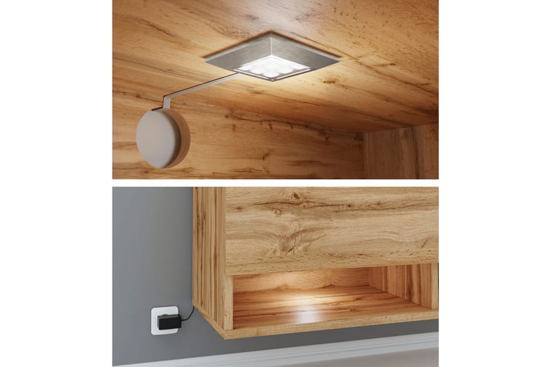 Brya Tv-skåp 180 cm RGB LED - Vit/Natur - Products - Möbler - TV- & Mediamöbler - TV bänk & mediabänk
