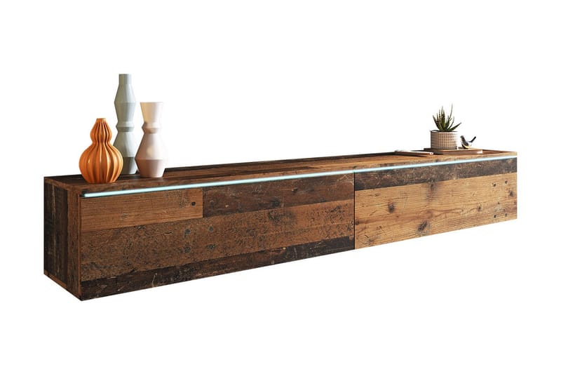 Cuguen Tv-skåp 180 cm Vit LED, Natur