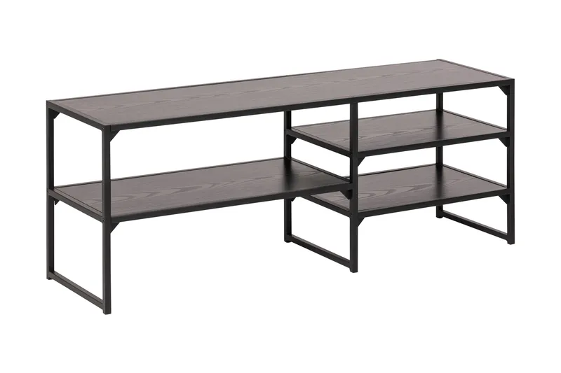 Hasslevik Tv-bänk 120 cm 3 Hyllor - Svart/Matt Svart - Products - Möbler - TV- & Mediamöbler - TV bänk & mediabänk