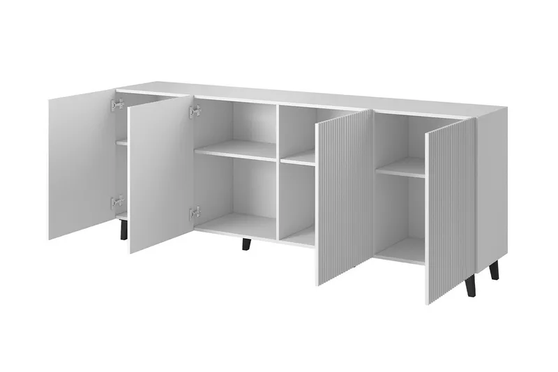 Juniskär Skänk med Förvaring 40x82x200 cm - Vit / Svart / Trä / Ribbad - Products - Möbler - TV- & Mediamöbler - TV bänk & mediabänk