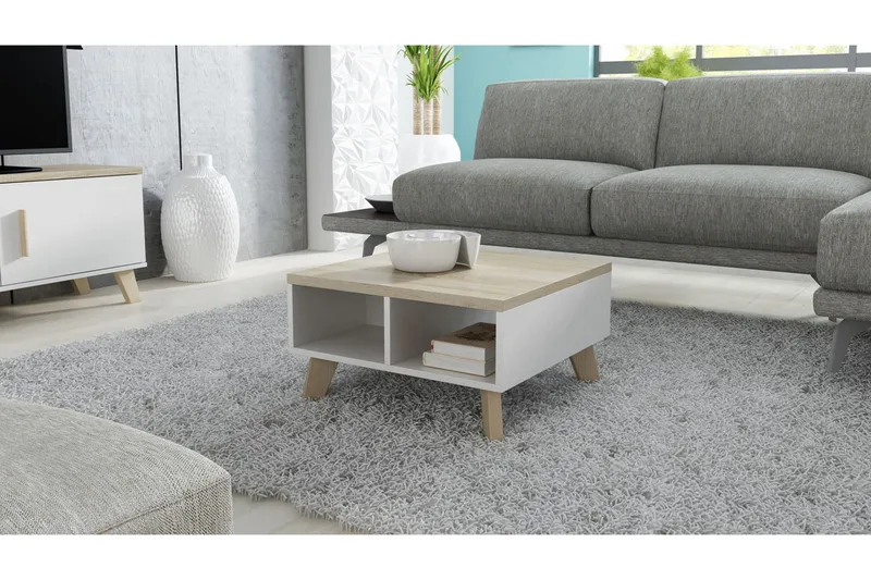 Kardos TV-bänk 60 cm - Vit/Ek - Products - Möbler - TV- & Mediamöbler - TV bänk & mediabänk