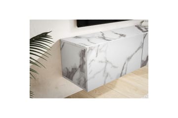 Lowboard Wohnling Folierad upphängning med luckdörr, modern Marmor, Vit, 120 cm - Marmor, Vit, 120 cm - Products - Möbler - TV- & Mediamöbler - TV-hylla