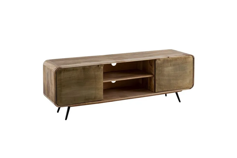 Lowboard Wohnling Massivt trä med 2 metall dörrar förvaringsbrickor industriell