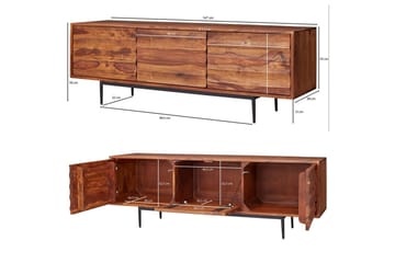 Lowboard Wohnling Massivt trä med förvaring, 3 dörrar, lantlig stil - Products - Möbler - TV- & Mediamöbler - TV-skåp