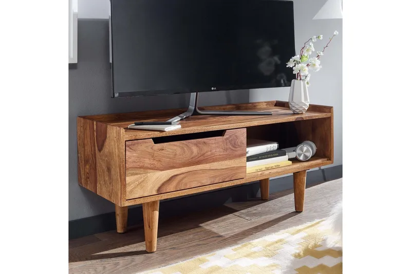 Lowboard Wohnling Massivt trä med förvaring 1 dörr trälben lantligt - Products - Möbler - TV- & Mediamöbler - TV bänk & mediabänk