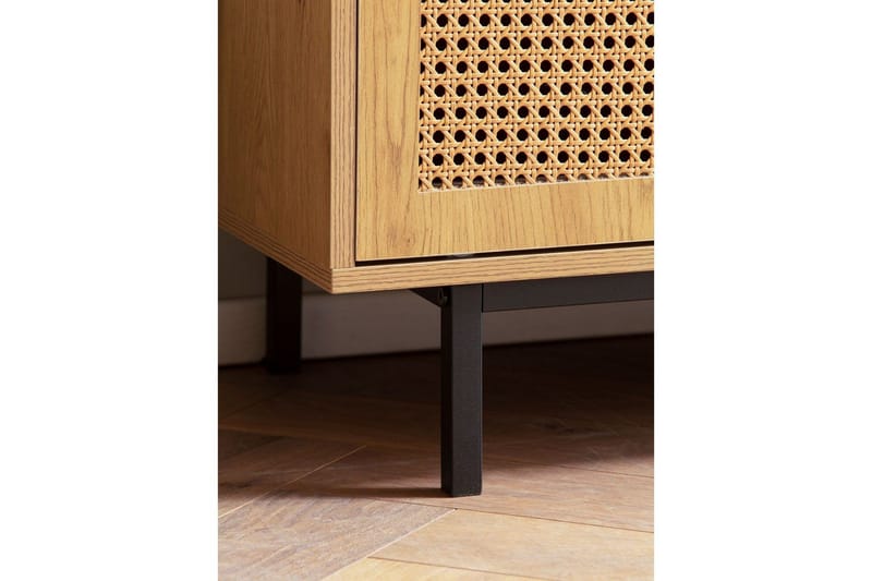 Lowboard Wohnling spånskiva folierad med 2 skjutdörrar, wienflät, modern stil Ek - Ek - Products - Möbler - TV- & Mediamöbler - TV bänk & mediabänk