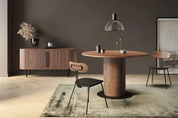 Noira Oval TV bänk Valnöt 150x45 cm Ribbad - Mörkbrunt / Brunt Trä - Products - Möbler - TV- & Mediamöbler - TV bänk & mediabänk