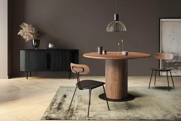 Noira Oval TV bänk Valnöt 150x45 cm Ribbad - Mörkbrunt / Brunt Trä - Products - Möbler - TV- & Mediamöbler - TV bänk & mediabänk