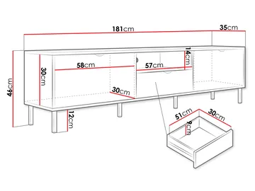 Salmor Tv-bänk 181 cm - Vit - Products - Möbler - TV- & Mediamöbler - TV bänk & mediabänk