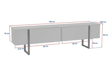 Serenity Tv-bänk 180x30 cm - Vit/Guld - Products - Möbler - TV- & Mediamöbler - TV bänk & mediabänk