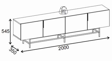 Truvia TV-bänk 200x55x35 cm - naturfärgad ek och svart - Products - Möbler - TV- & Mediamöbler - TV bänk & mediabänk