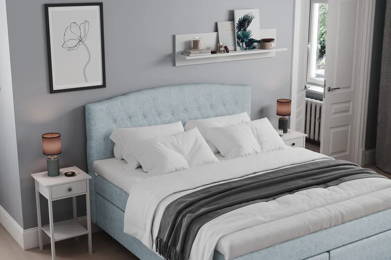 Belda Sängpaket 160x200 Fast - Ljusblå - Products - Möbler - Säng - Kontinentalsäng