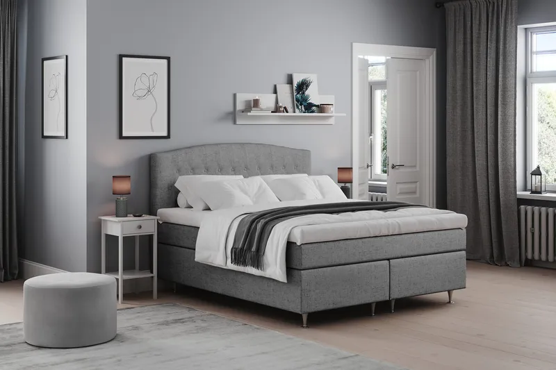 Belda Sängpaket 180x200 Fast - Grå - Products - Möbler - Säng - Kontinentalsäng