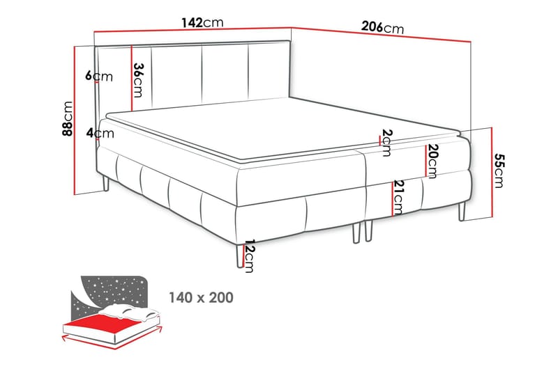 Celestine Förvaringssäng 140x200 cm - Grön - Products - Möbler - Säng - Komplett sängpaket