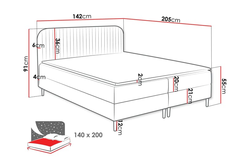 Celestine Förvaringssäng 140x200 cm - Svart - Products - Möbler - Säng - Komplett sängpaket