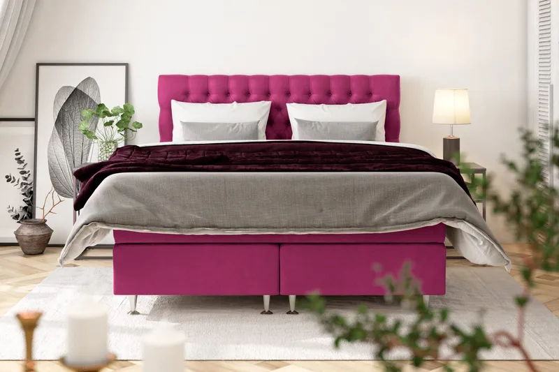 Celine Kontinentalsäng 160x200cm - Rosa/Sammet - Products - Möbler - Säng - Kontinentalsäng