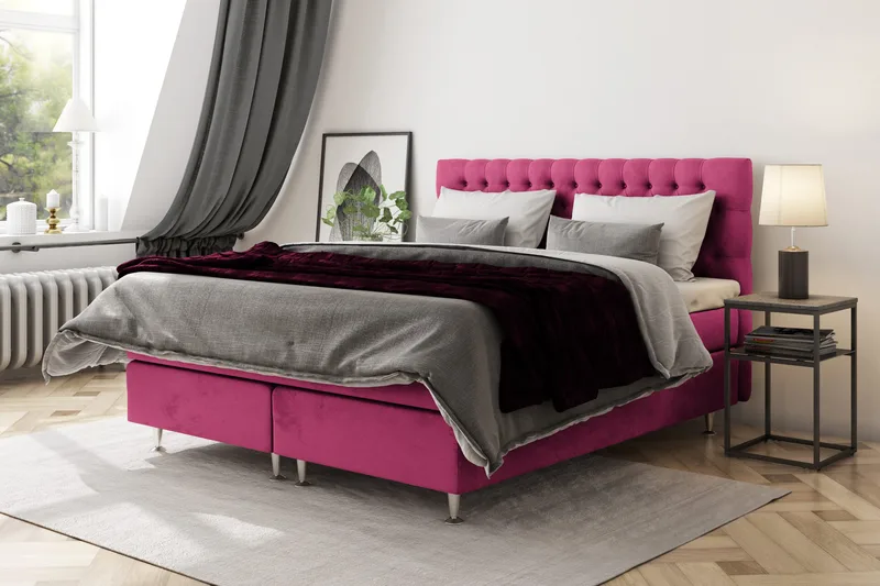 Celine Kontinentalsäng 160x200cm - Rosa/Sammet - Products - Möbler - Säng - Kontinentalsäng