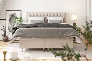 Celine Kontinentalsäng 180x200cm - Beige/Sammet - Products - Möbler - Säng - Kontinentalsäng