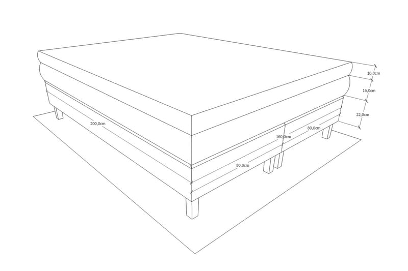 Charleston Kontinentalsäng 160x200 Fast Polyeterskum - Svart - Products - Möbler - Säng - Kontinentalsäng