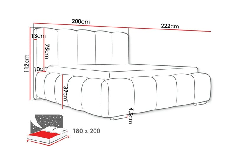 Cleaton Bubblig Sängram 180x200 cm med Förvaring HVILA Skummadrass och Bäddmadrass i Polysterskum Vändbar Sommar & Vintersida och Tvättbar klädsel - Beige/Vit - Products - Möbler - Säng - Komplett sängpaket