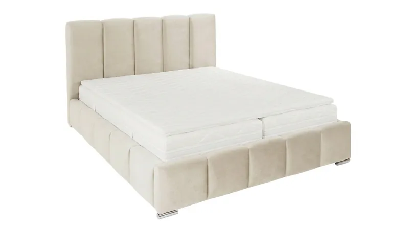 Cleaton Bubblig Sängram 180x200 cm med Förvaring HVILA Pocketresårmadrass och Bäddmadrass i Latex med Tvättbar klädsel - Beige/Vit - Products - Möbler - Säng - Komplett sängpaket