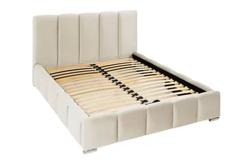 Cleaton Sängram 160x200 cm med Förvaring HVILA Resårmadrass och Bäddmadrass i Latex med Tvättbar klädsel - Beige/Vit - Products - Möbler - Säng - Komplett sängpaket