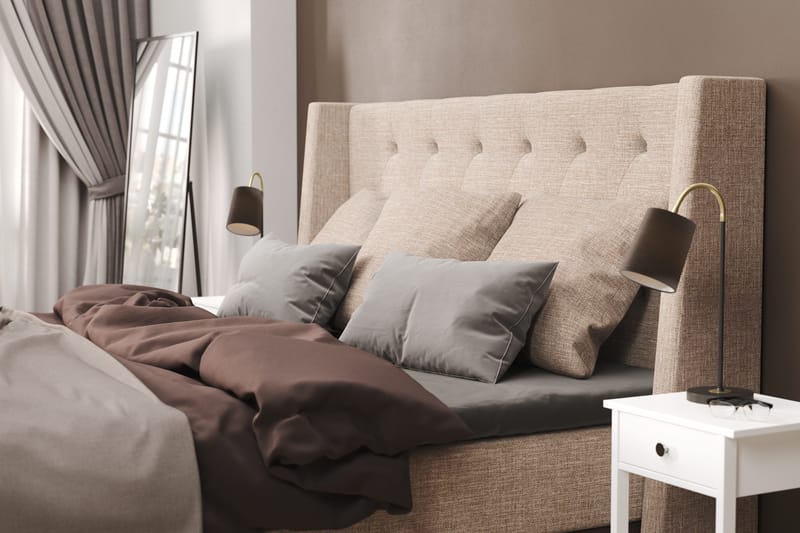 Cuba Sängpaket 160x200 med Tre Beiga Kuddar - (+Fler val) Beige/Brun - Products - Möbler - Säng - Kontinentalsäng