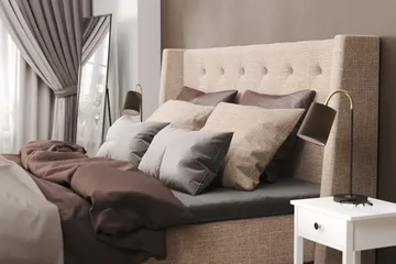 Cuba Sängpaket 160x200 med Två Bruna Två Beiga Kuddar - (+Fler val) Beige/Brun - Products - Möbler - Säng - Kontinentalsäng