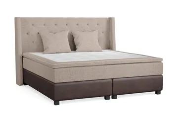 Cuba Sängpaket 210x210 med Två Beiga Kuddar - (+Fler val) Beige/Brun - Products - Möbler - Säng - Kontinentalsäng