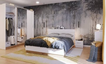 Dentro säng med förvaring 160 x 200 cm - Vit/ek - Vit/stirling ek - Products - Möbler - Säng - Säng med förvaring
