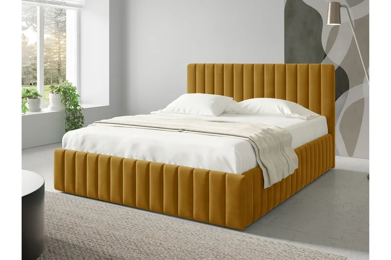 Desio Förvaringssäng 140x200 cm, Gul