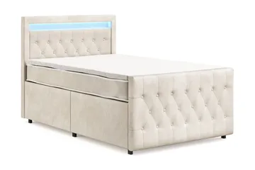 Franco Light Komplett Sängpaket med förvaring LED-belysning 120x200 cm - Beige - Products - Möbler - Säng - Säng med förvaring