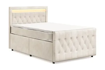 Franco Light Komplett Sängpaket med förvaring LED-belysning 120x200 cm - Beige - Products - Möbler - Säng - Säng med förvaring