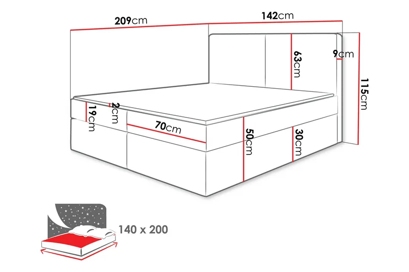 Garris Sängpaket Kontinentalsäng 140x200 cm - Svart - Products - Möbler - Säng - Komplett sängpaket