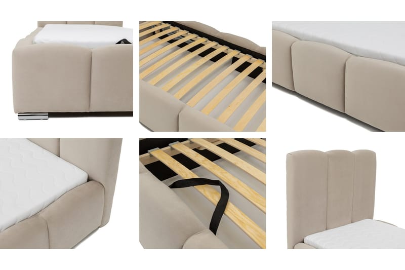 Gioia Sängram med Förvaring 90x200 cm - Beige - Products - Möbler - Säng - Sängram & sängstomme