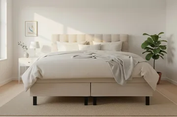 Hilton Komplett Sängpaket 160x200 cm Kontinentalsäng med rutad sänggavel - Beige - Products - Möbler - Säng - Kontinentalsäng
